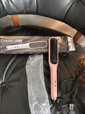 Pink Electric Hair Straightening Comb